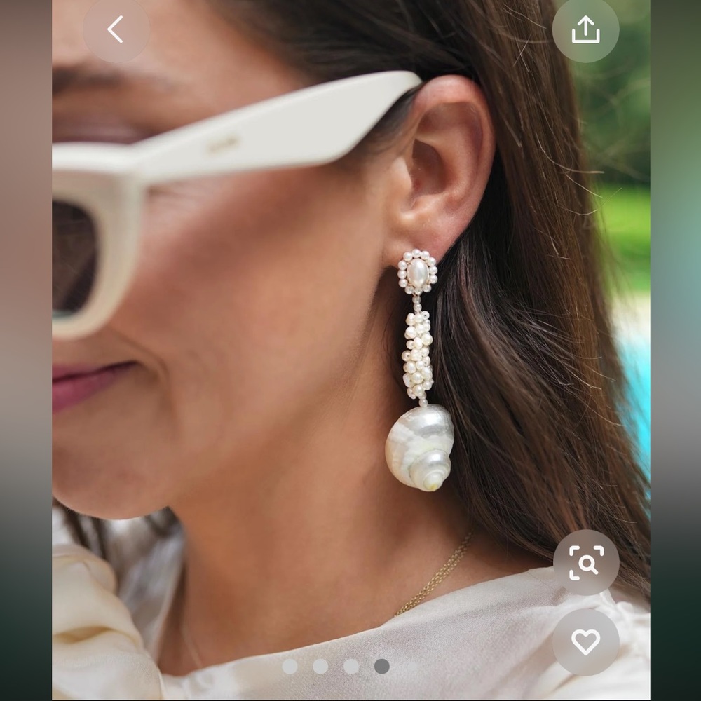 Nicola Bathie Pearly Seashell Drops earrings. Never worn. New condition.